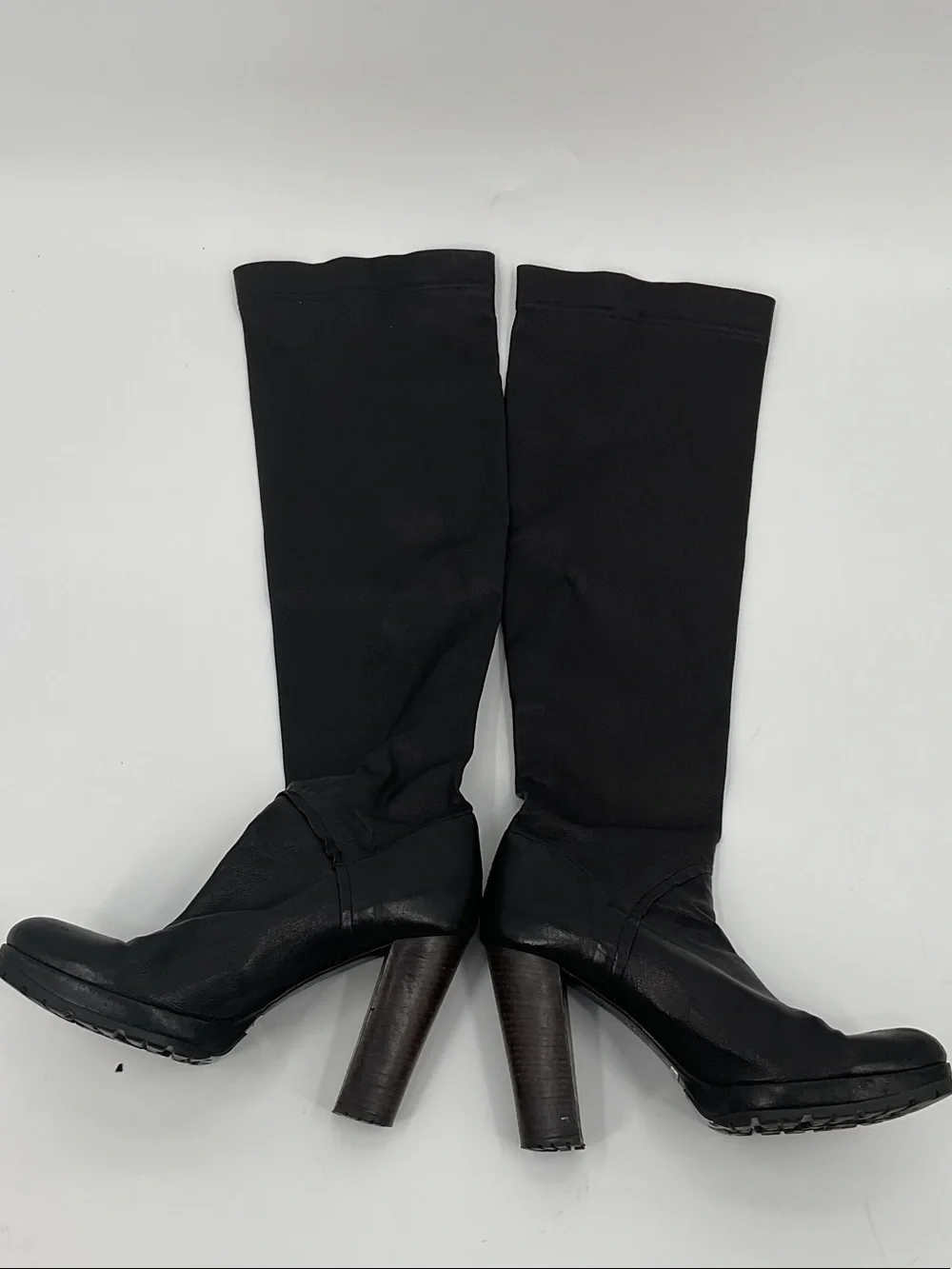 Over-the-Knee Black Leather High-Heel Boots